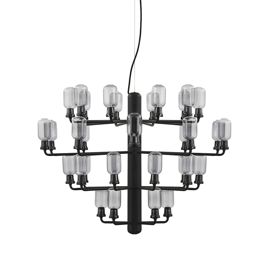 NORMANN COPENHAGEN lampe à suspension AMP CHANDELIER (Grand / Noir - Verre, marbre, acier verni par 