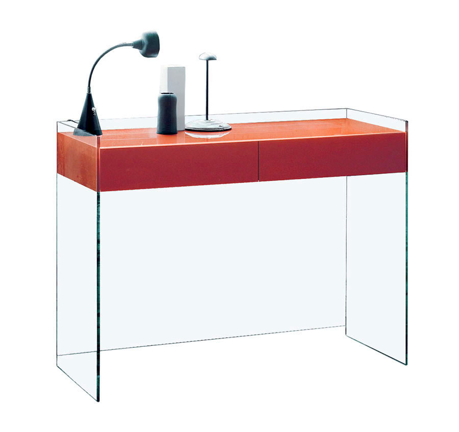 GLAS ITALIA meuble à tiroirs FLOAT (122 x 45,5 x H 90 cm - cristal transparent extralight)