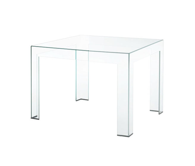 GLAS ITALIA table haute ATLANTIS (130 x 130 x H 74 cm - cristal transparent extralight)
