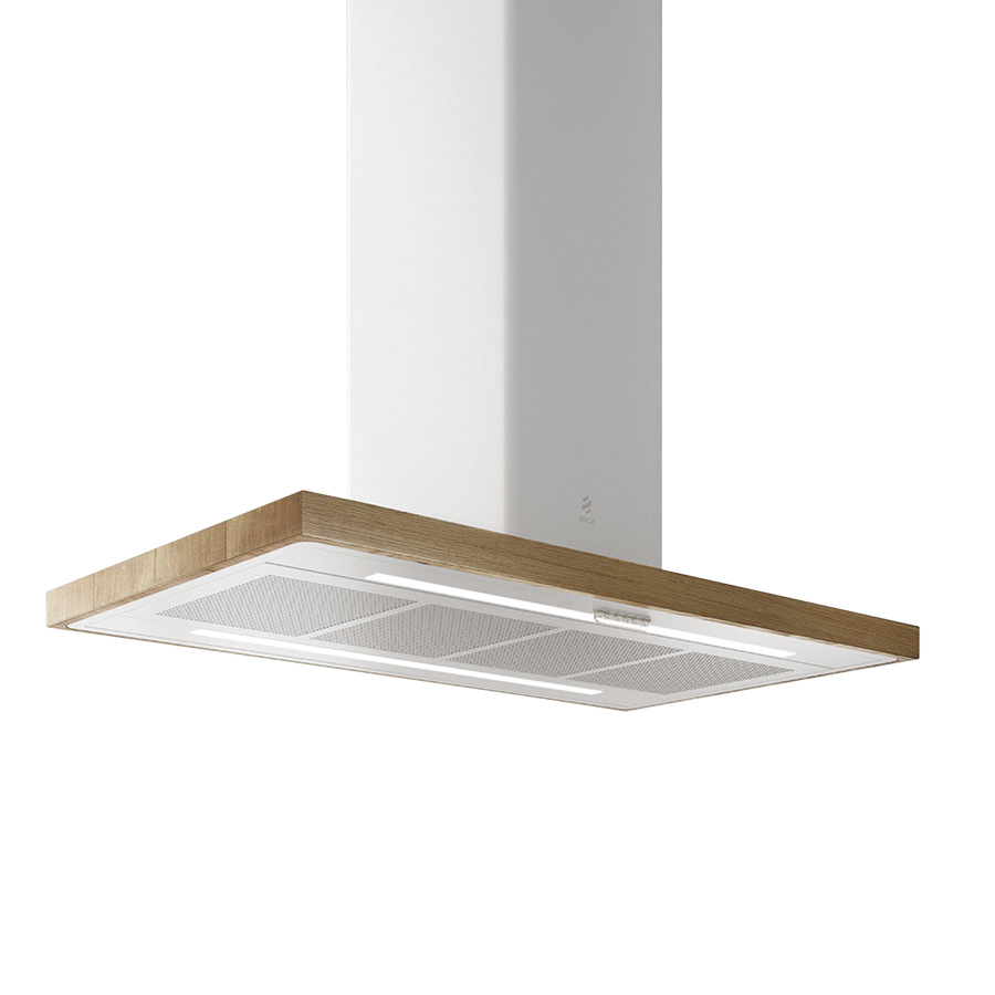 ELICA hotte îlot BIO ISLAND (Blanc - Métal et bois)