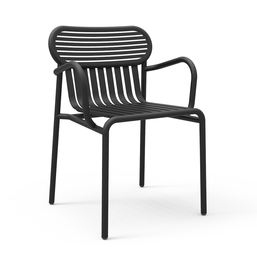 PETITE FRITURE set de 4 chaises avec accoudoirs pour extérieur WEEK-END (Noir - Aluminium verni par 