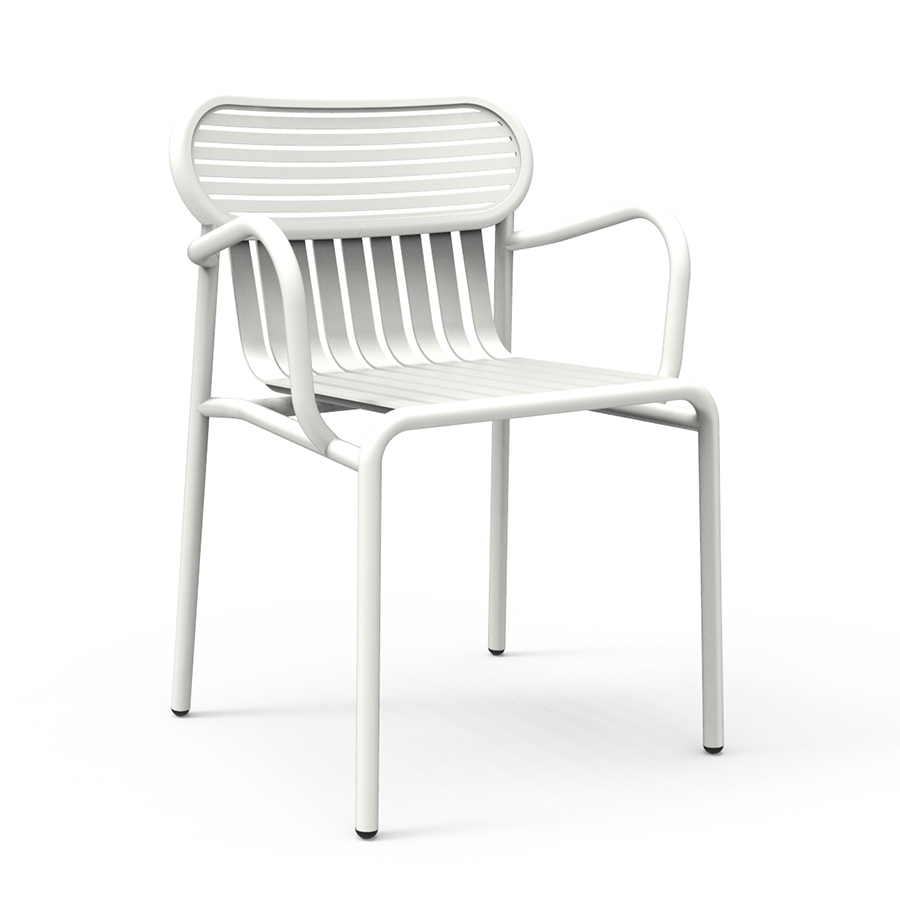 PETITE FRITURE set de 4 chaises avec accoudoirs pour extérieur WEEK-END (Blanc - Aluminium verni par