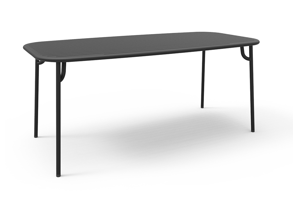PETITE FRITURE table rectangulaire pour extérieur WEEK-END 180x85 cm (Noir - Aluminium verni par pou