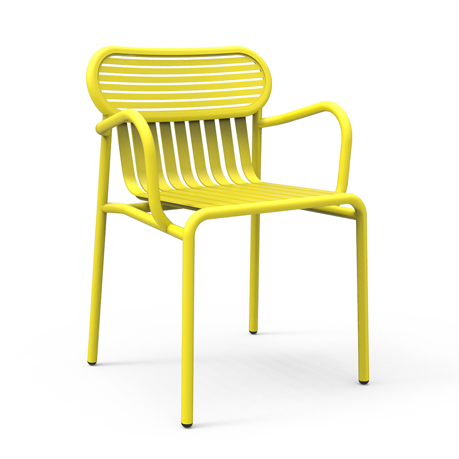 PETITE FRITURE set de 2 chaises avec accoudoirs pour extérieur WEEK-END (Jaune - Aluminium verni par