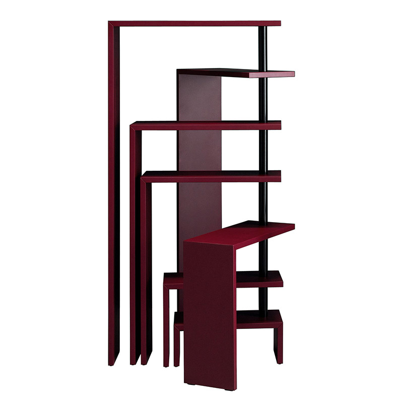 ZANOTTA meuble à étagères pivotantes JOY (7 étagères bordeaux - Medium density fiberboard)