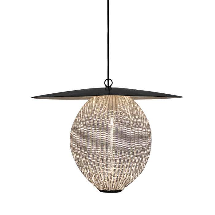 GUBI lampe à suspension SATELLITE LARGE Ø 27 cm (White cloud - Acier verni)