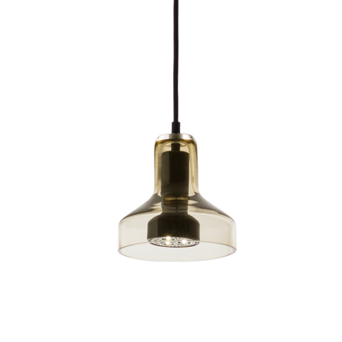 ARTEMIDE lampe à suspension STABLIGHT A (diffuseur vert ambre, structure noire - Verre soufflé, alum