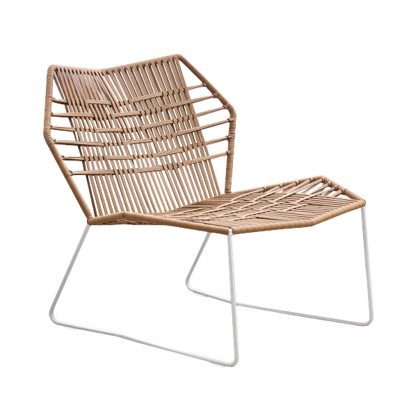 MOROSO fauteuil avec structure laqué TROPICALIA (Faux cuir / Base blanche - technoploymère et acier)