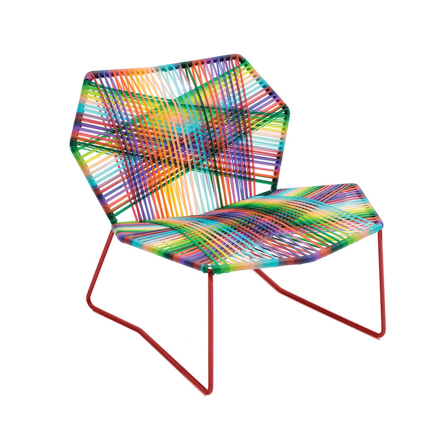MOROSO fauteuil avec structure laqué TROPICALIA (Mélange / Base rouge - technoploymère et acier)
