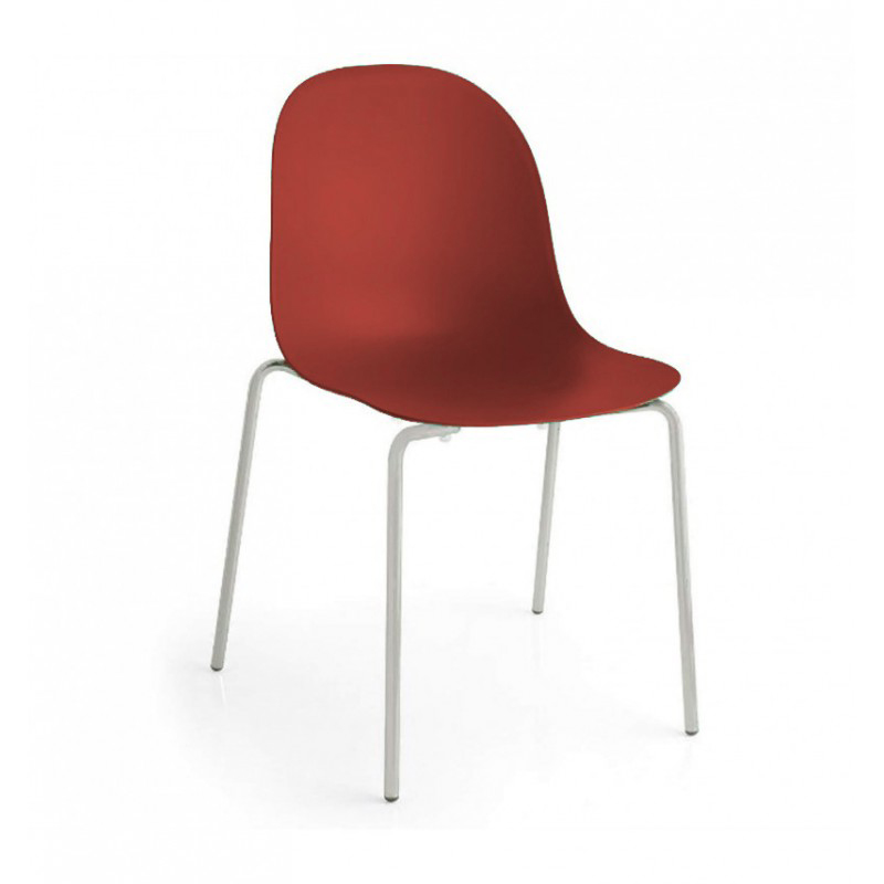 CONNUBIA set de 2 chaises ACADEMY CB/1663 (Structure chromée, rouge opaque - Métal et polypropylène)