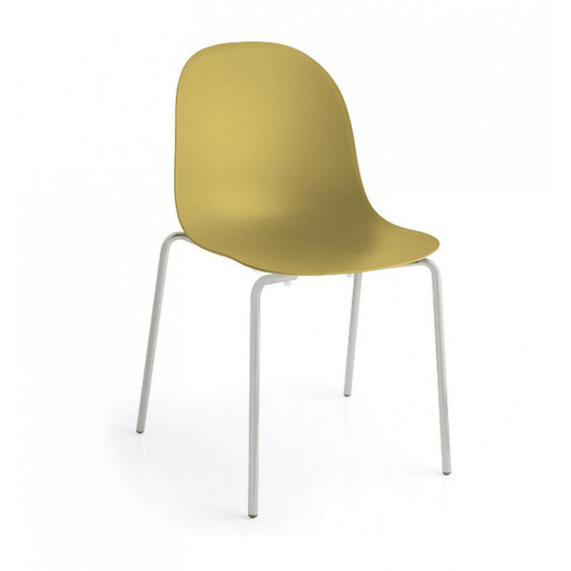 CONNUBIA set de 2 chaises ACADEMY CB/1663 (structure chromée, assise moutarde opaque - Métal et poly