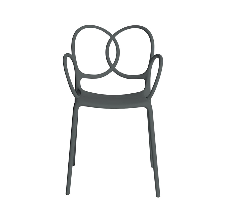 DRIADE set de 4 chaises avec accoudoirs pour extérieur SISSI (Gris foncé - Polypropylène)