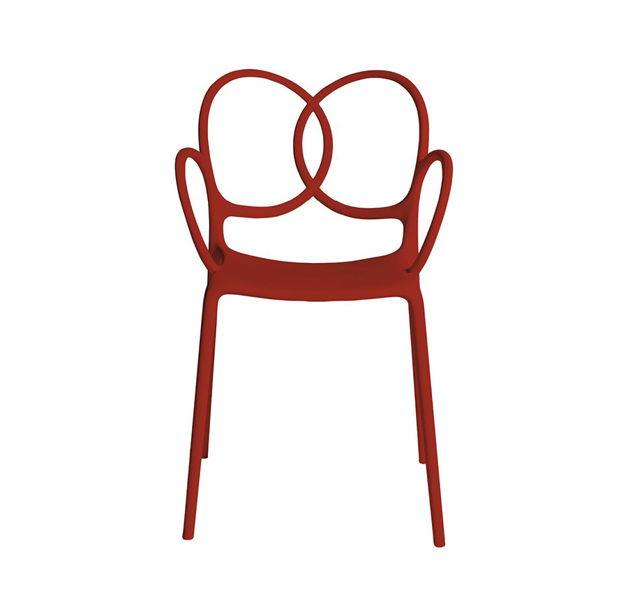 DRIADE set de 4 chaises avec accoudoirs pour extérieur SISSI (Rouge - Polypropylène)
