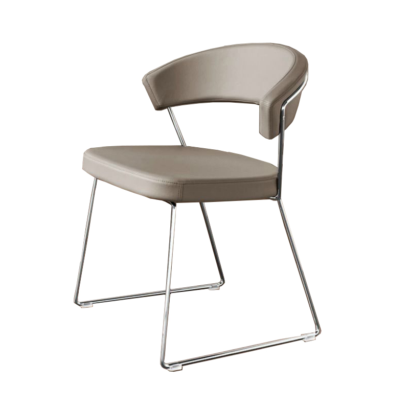 CONNUBIA set of 2 chairs NEW YORK CB/1022 (chromed structure, dove grey  leather seat - Metal and leather)