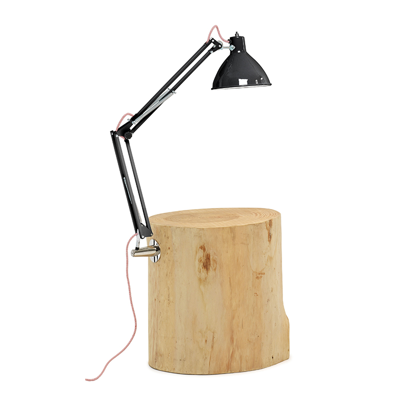 MOGG table basse avec lampe PIANTAMA (Diam. 20/29x100H cm - bois massif et Aluminium)