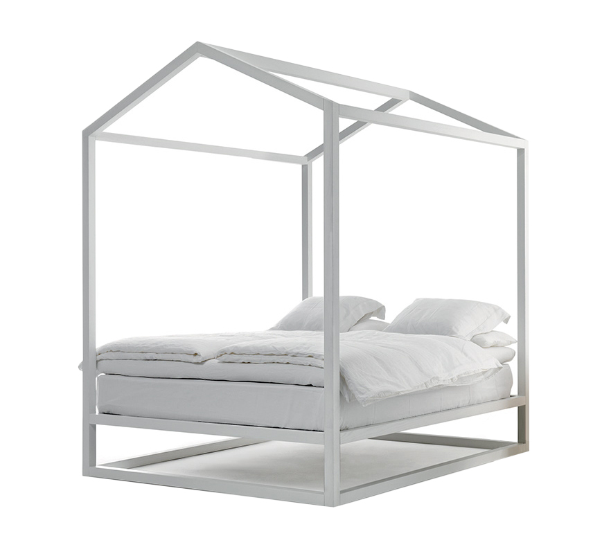MOGG lit à baldaquin CASETTA IN CANADÀ (Blanc - bois de frêne, bois de hêtre)