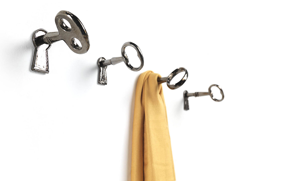 MOGG set de 4 portemanteaux muraux MEMORIE (Kit de 4 clés - laiton)