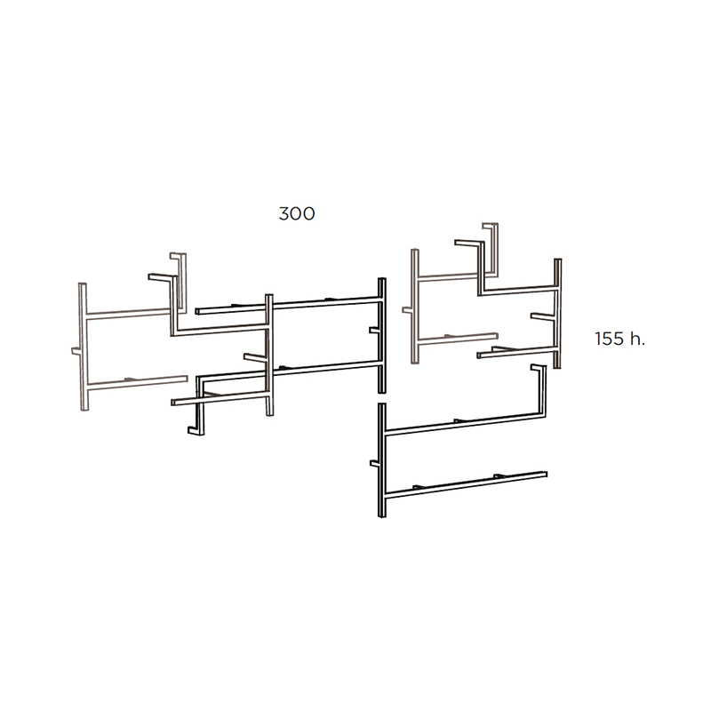 MOGG bibliothèque murale ANTOLOGIA COMPOSITION 5 (Plomb brillant - Métal Satiné)