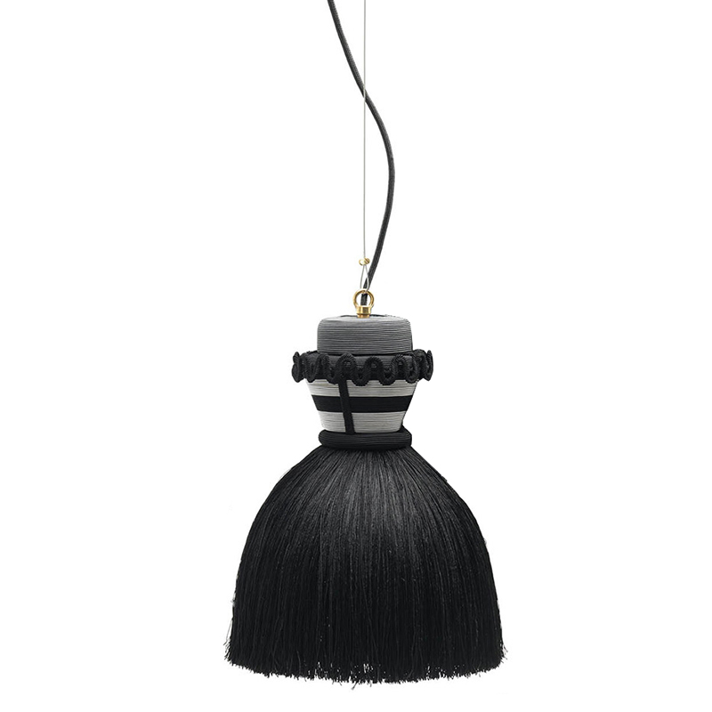 MOGG lampe à suspension MADAMA (Ø 24xh37 cm, noir - Métal et tissu)
