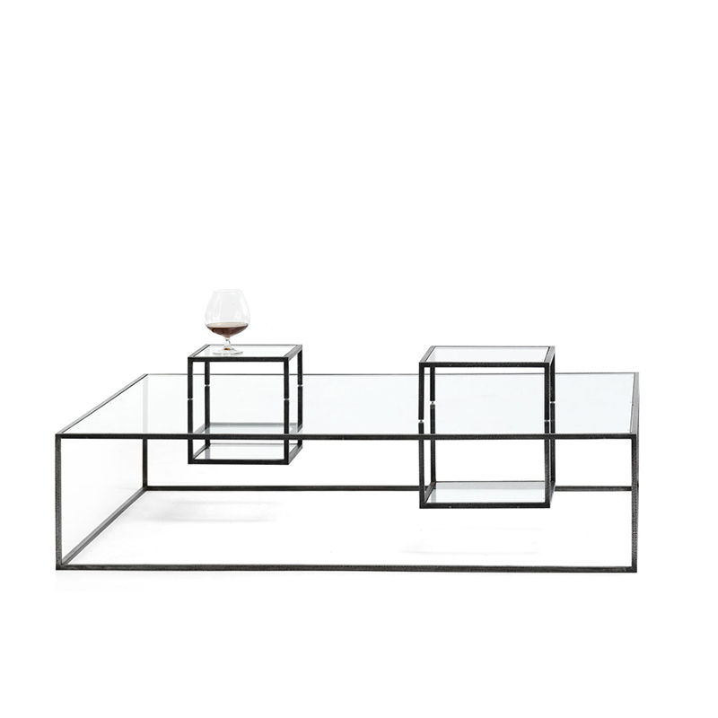 MOGG table basse ILLUSIONI (130x100xh30 cm - Métal et verre)