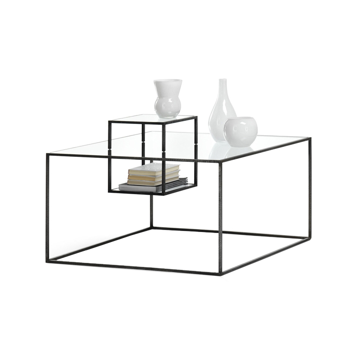 MOGG table basse ILLUSIONI (90x90xh40 cm - Métal et verre)
