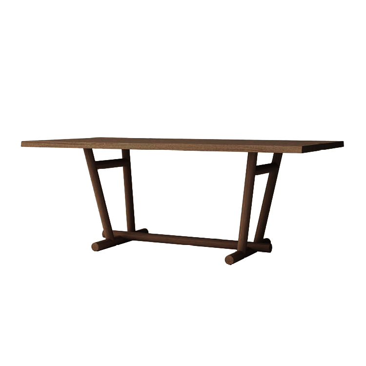 ALMA DESIGN table WOODBRIDGE H 75 cm (200 x 100 cm - Base en frêne verni noyer, plateau en multicouc
