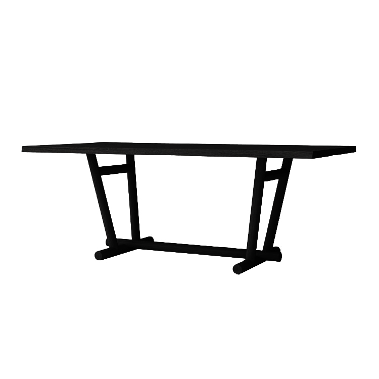 ALMA DESIGN table WOODBRIDGE H 75 cm (200 x 100 cm - Base en frêne verni noir, plateau en multicouch