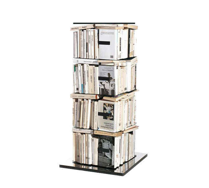 OPINION CIATTI bibliothèque PTOLOMEO X4 PTX4-B 110 (Structure et étagères noires, base inox H 110 - 