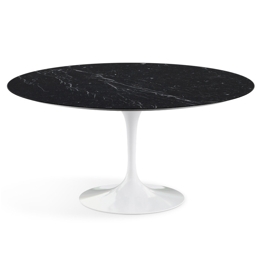 KNOLL table ronde TULIP Ø 152 cm collection Eero Saarinen (Base blanche / plateau noir Marquina - ma