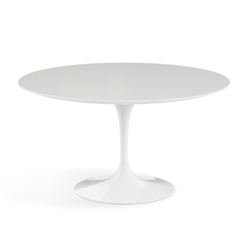 KNOLL table ronde TULIP Ø 137 cm collection Eero Saarinen (Base blanche / plateau blanc - Plastique 
