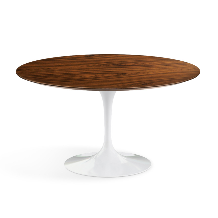 KNOLL table ronde TULIP Ø 137 cm collection Eero Saarinen (Base blanche / plateau Santos Palissandro