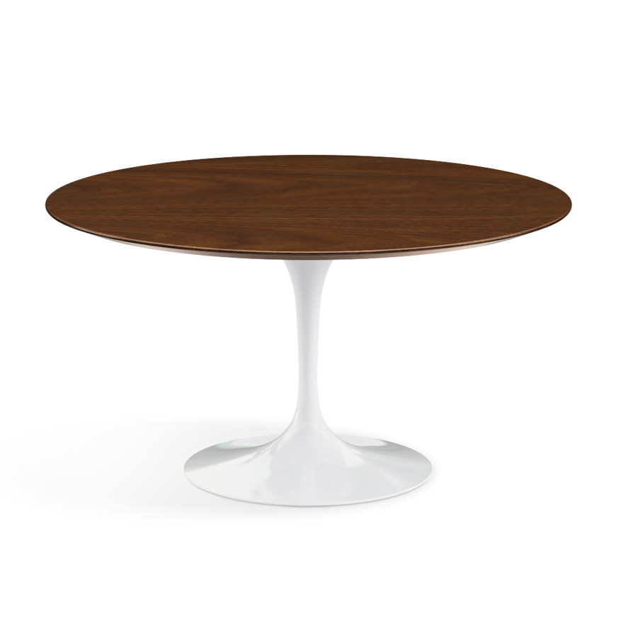KNOLL table ronde TULIP Ø 137 cm collection Eero Saarinen (Base blanche / plateau en noyer - Bois et