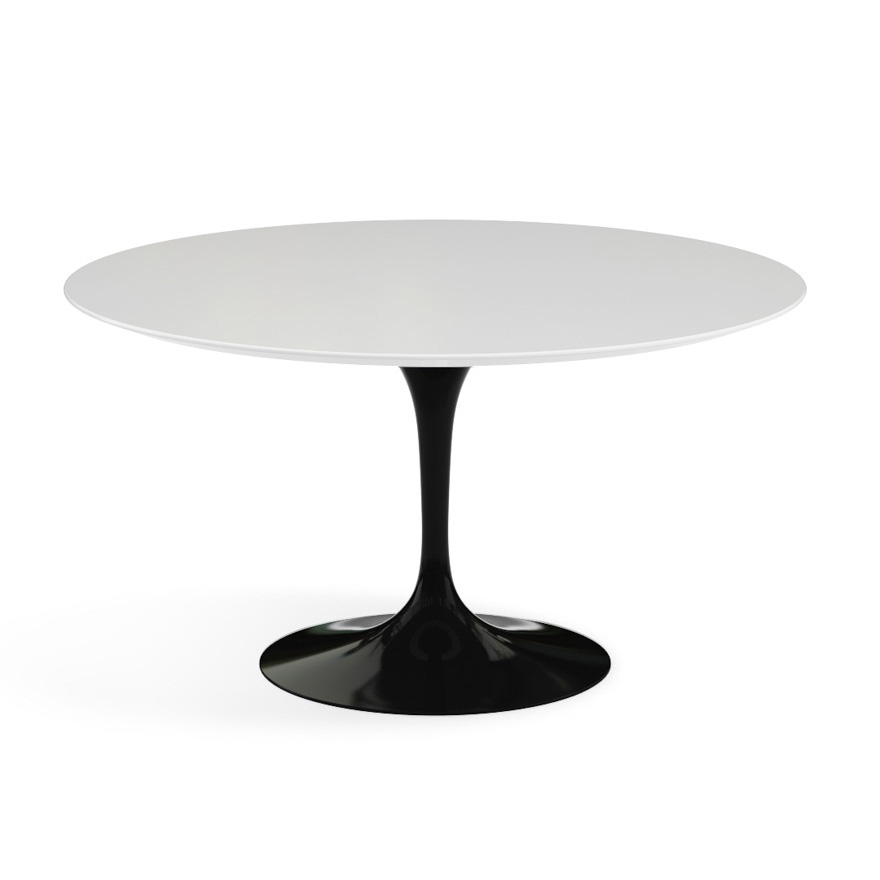 KNOLL table ronde TULIP Ø 137 cm collection Eero Saarinen (Base noire / plateau blanc - Plastique la