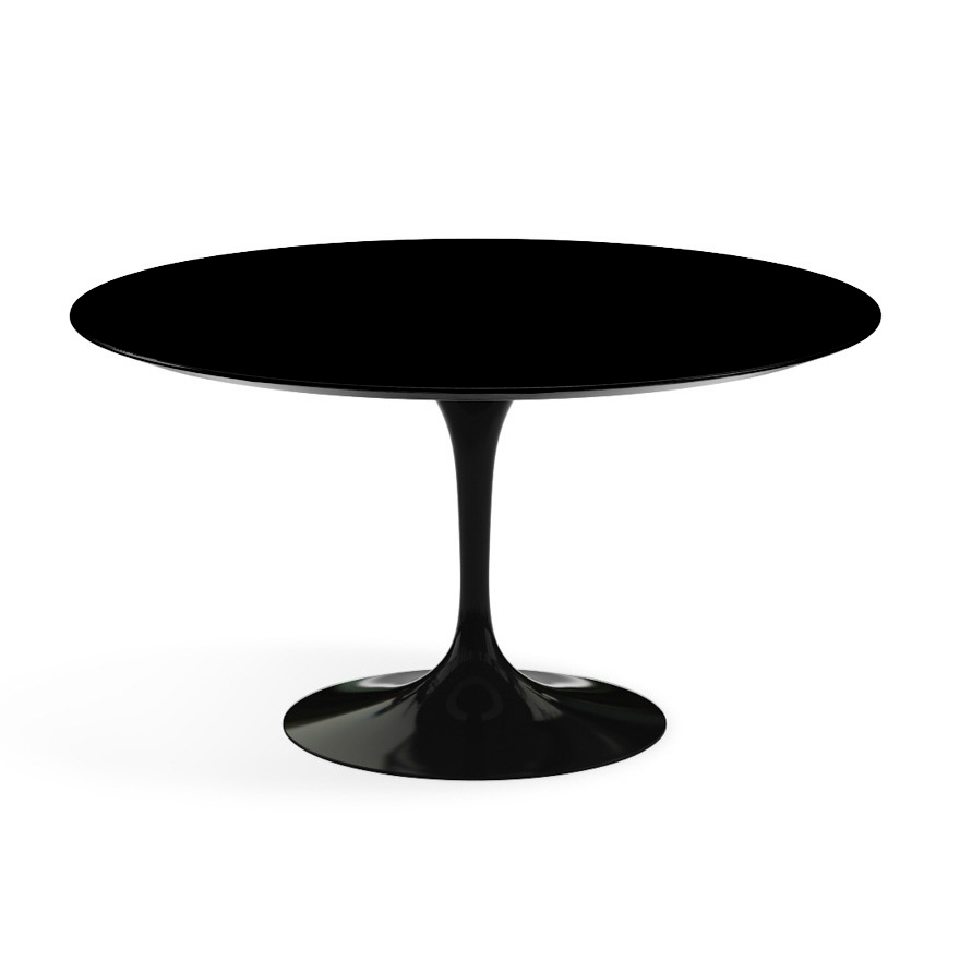 KNOLL table ronde TULIP Ø 137 cm collection Eero Saarinen (Base noire / plateau noir - Plastique lam