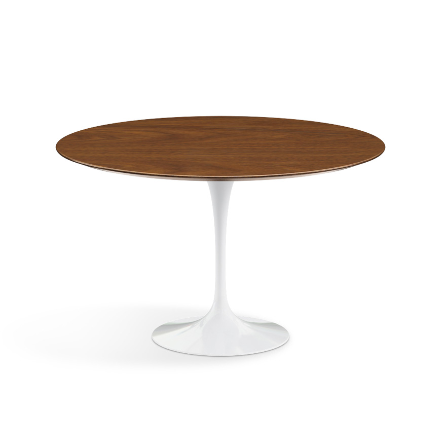 KNOLL table ronde TULIP Ø 120 cm collection Eero Saarinen (Base blanche / plateau en noyer - Bois et