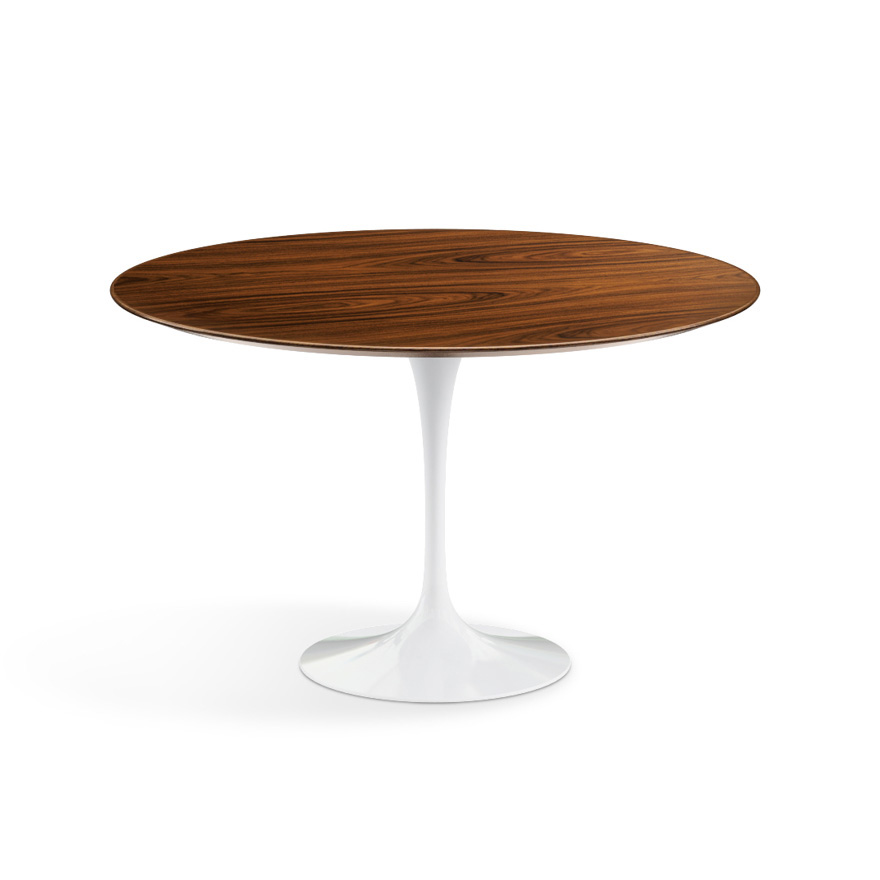 KNOLL table ronde TULIP Ø 120 cm collection Eero Saarinen (Base blanche / plateau Santos Palissandro