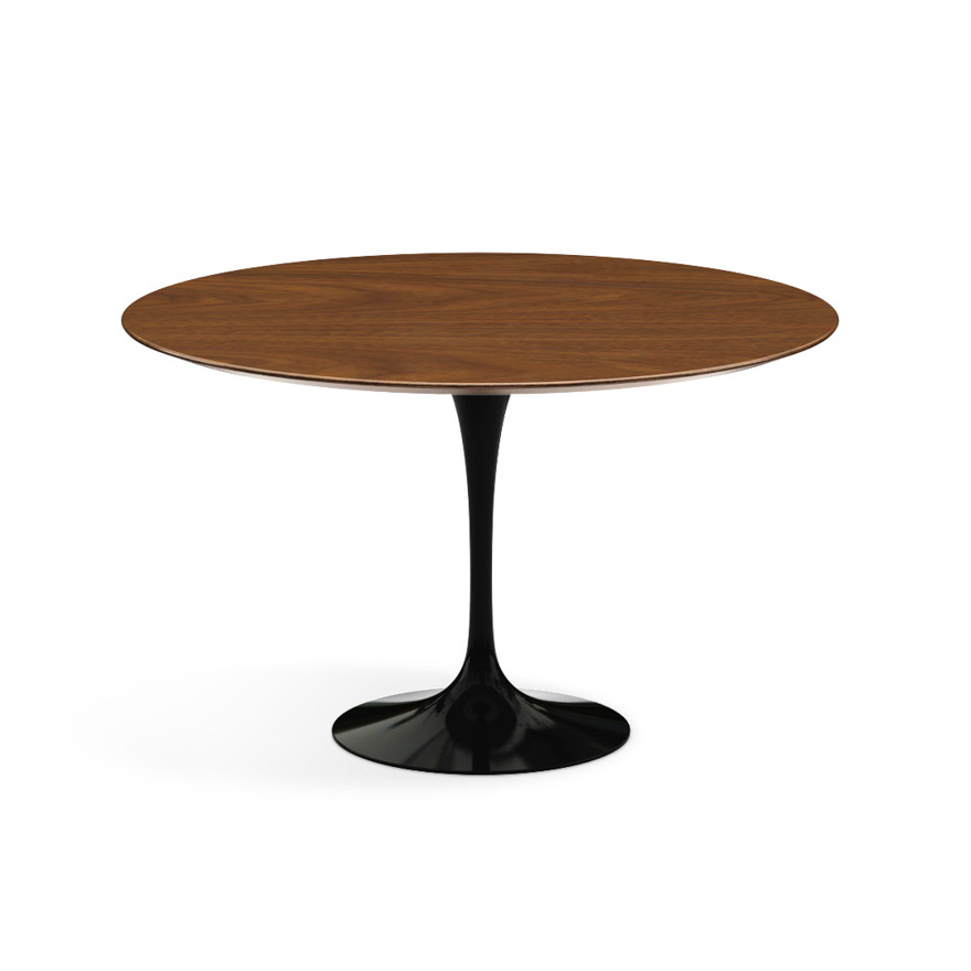 KNOLL table ronde TULIP Ø 120 cm collection Eero Saarinen (Base noire / plateau en noyer - Bois et a