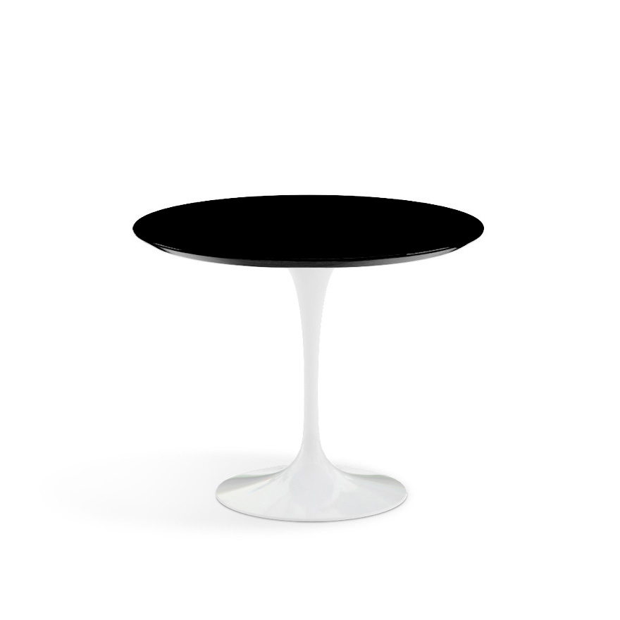 KNOLL table ronde TULIP Ø 91 cm collection Eero Saarinen (Base blanche / plateau noir - Plastique la