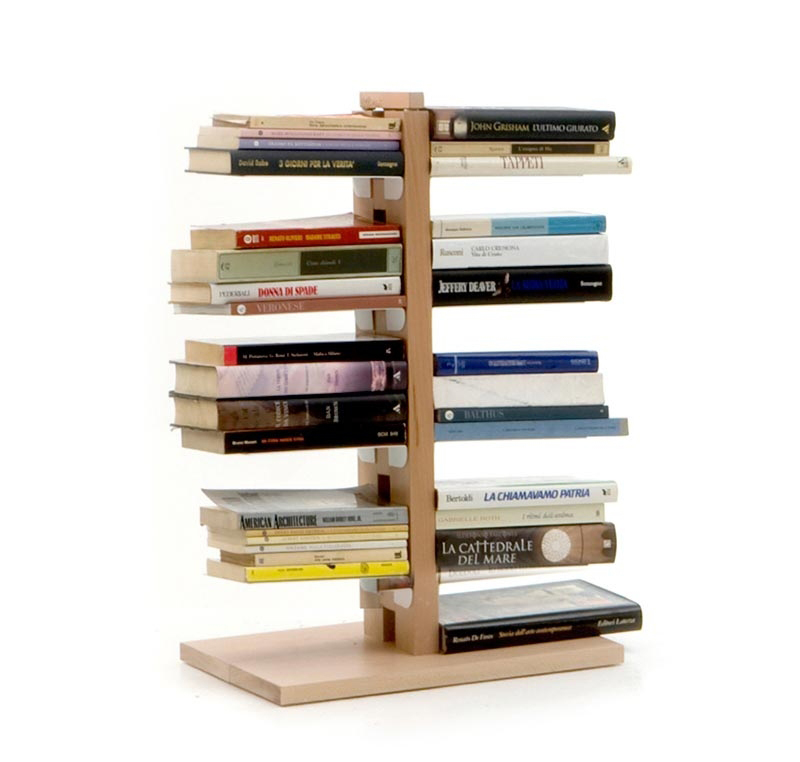 LE ZIE DI MILANO bibliothèque verticale ZIA ORTENSIA (H 66 cm / Naturel - Hêtre massif et acier)