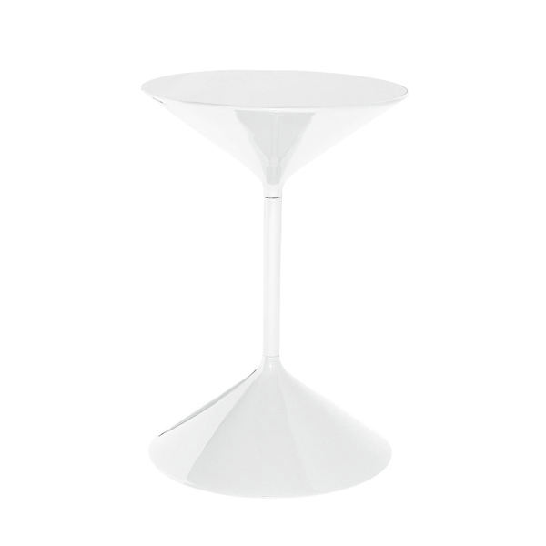 ZANOTTA table basse TEMPO (H 36 cm blanc - Poliuretano et acier)