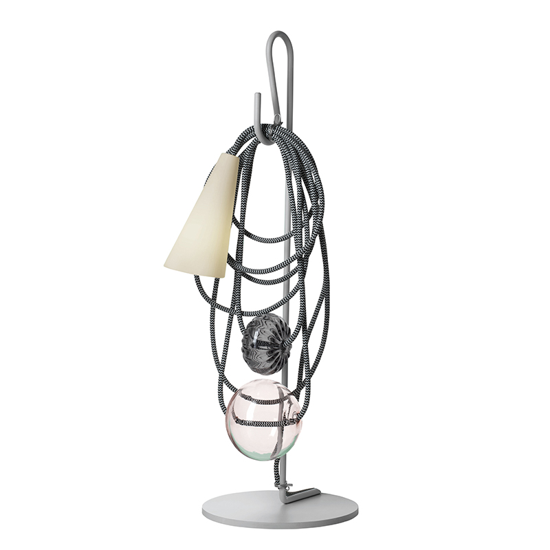 FOSCARINI lampe de table FILO (Amethyst queen - Porcellaine, verre soufflé et métal verni)