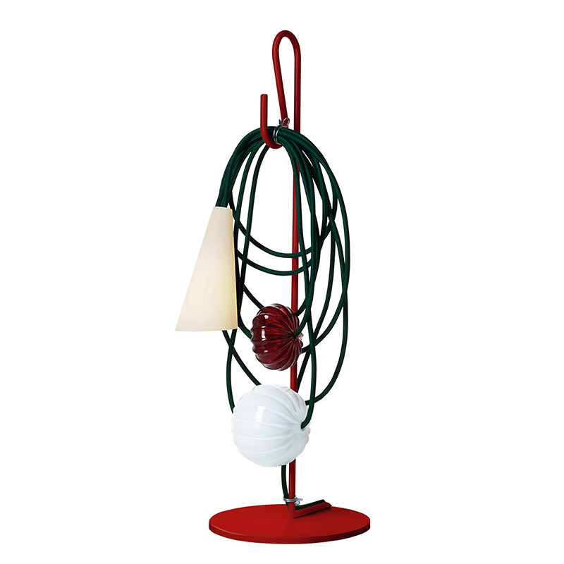 FOSCARINI lampe de table FILO (Ruby Jaypure - Porcellaine, verre soufflé et métal verni)