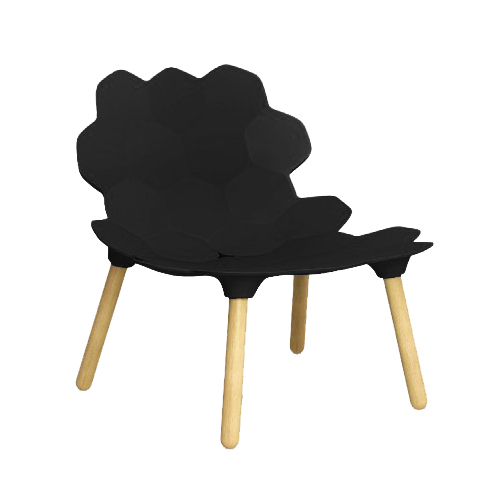 SLIDE fauteuil TARTA (Noir brillant - polyuréthane et bois de hêtre)