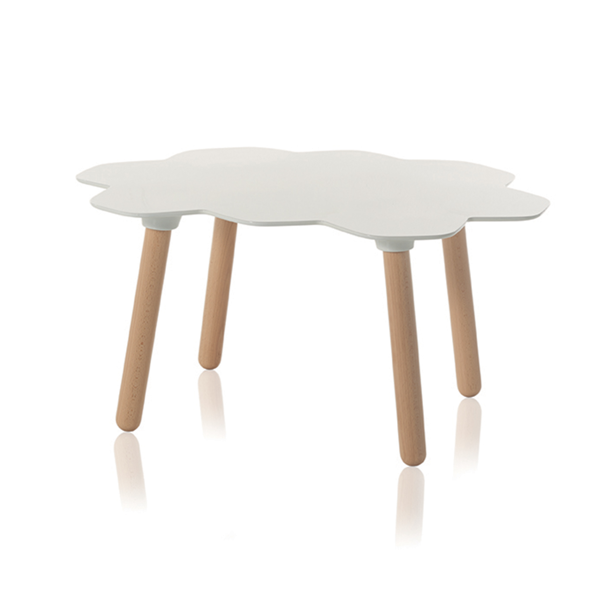 SLIDE table basse TARTA LOW TABLE (Blanc brillant - polyuréthane et bois de hêtre)