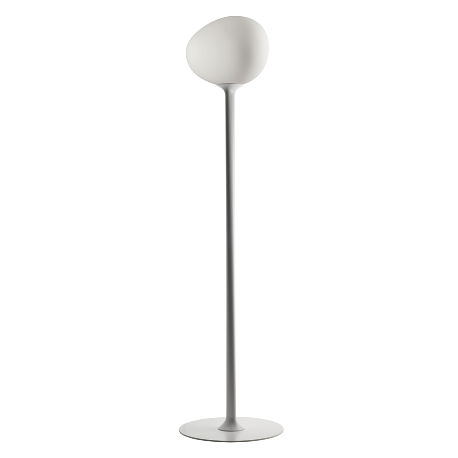 FOSCARINI lampadaire GREGG (Moyenne - verre soufflé traité à l'acide et polyuréthane laqué blanc)