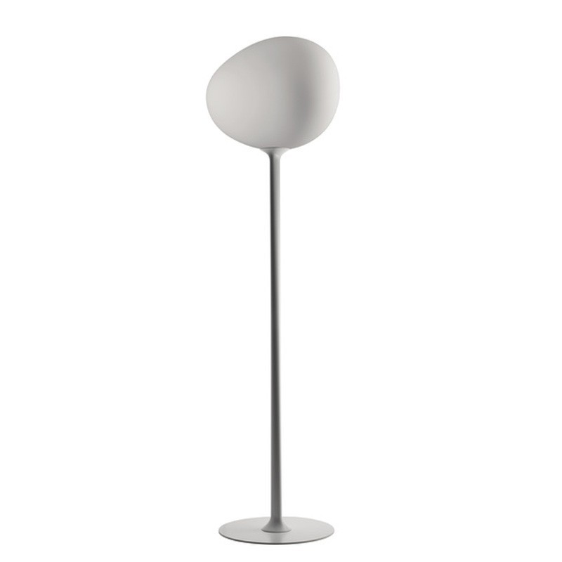 FOSCARINI lampadaire GREGG (Grand - verre soufflé traité à l'acide et polyuréthane laqué blanc)