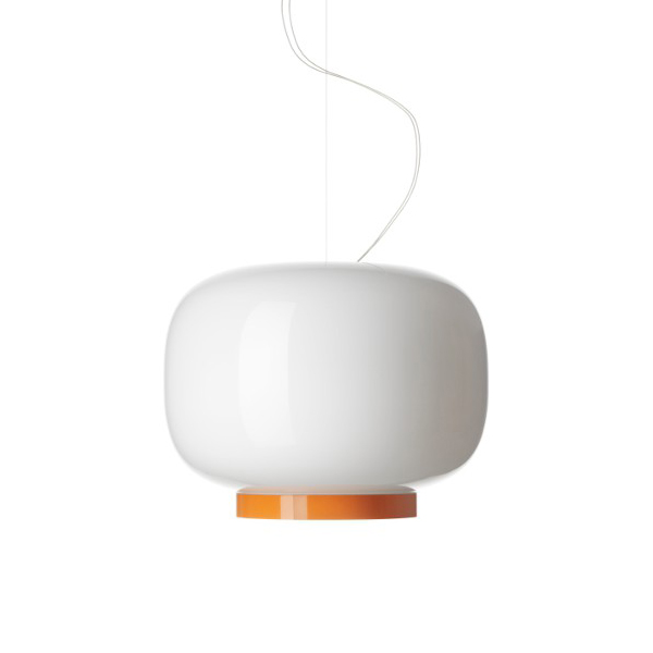 FOSCARINI lampe à suspension CHOUCHIN REVERSE à LED 1 (Blanc / orange - Peint verre soufflé)