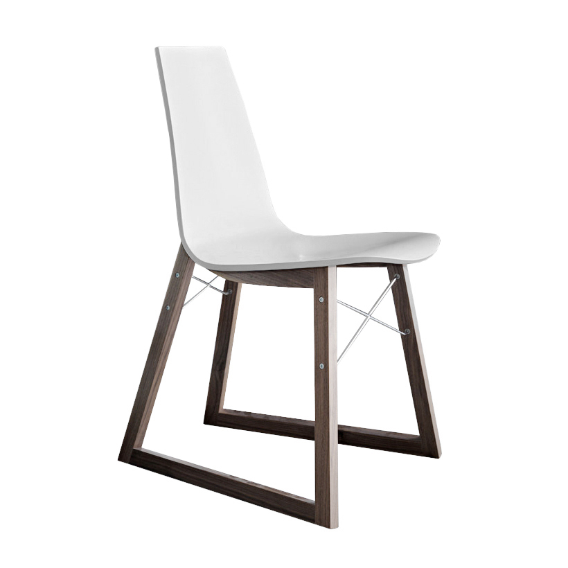 HORM chaise RAY CHAIR (Blanc laqué - multicouches plié et noyer canaletto)