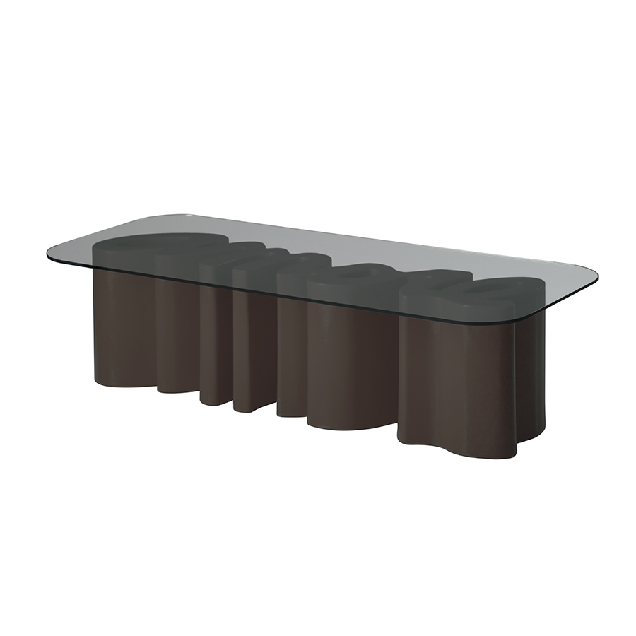 SLIDE table basse AMORE TABLE (Chocolat / Gris - Polyéthylène et verre)