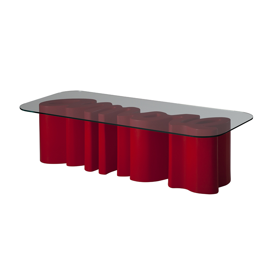 SLIDE table basse AMORE TABLE (Rouge - Polyéthylène et verre)